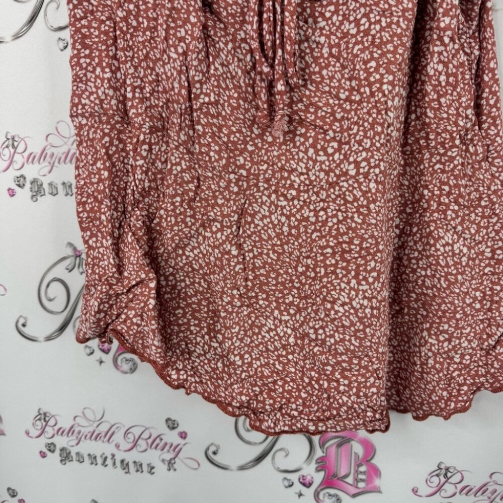 URBAN Romantics tank top flowy ribbon tie up pink orange Rust Floral Camisole - Picture 3 of 7